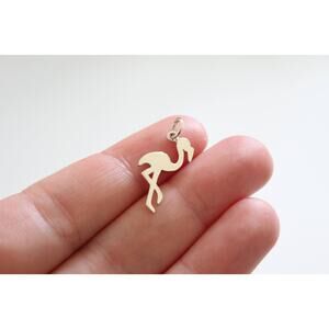 Sterling Silver Flamingo Cutout Charm, Flamingo Charm, Bird Charm